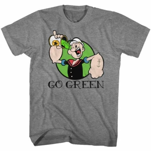Popeye The Sailor Man Vintage Cartoon Eating Spinach Go Green Men's T Shirt - Picture 1 of 3