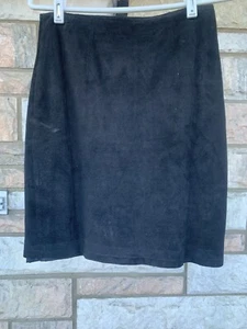 Brass Plum Skirt Nordstrom Black Suede Genuine Leather womans Sz 7 - Picture 1 of 9