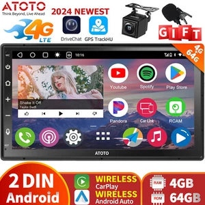 ATOTO A6PL 7" Autoradio 2Din Android 4+64G 4G LTE GPS NAVI+Telecamera posteriore - Foto 1 di 8