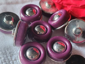 Blocco Di 9 Bottoni Vintage Viola Argento Piede 1,8/1,9 Cm Riferimento 2127 - Picture 1 of 2