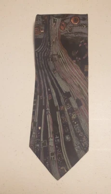 Structure Men's Tie Abstract Print Made in Italy 100% Baumwolle Cotton - Image 1 of 4