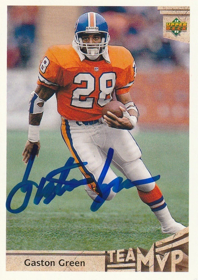 GASTON GREEN  DENVER BRONCOS  SIGNED 1992 UPPER DECK CARD #354 - Image 1 of 1