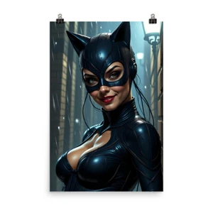 Catwoman DCU Wall Art Poster Print High Quality Alley Rain Scene Decor - Picture 1 of 5