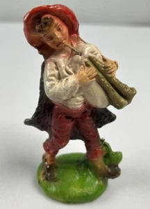 Vintage Nativity Bagpipe Player Chalkware Italy 4” H Repaired - Picture 1 of 8