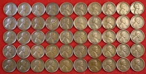 1929-D Lincoln Wheat Cent Penny 50 Coin roll VF Circulated R1 - Picture 1 of 6