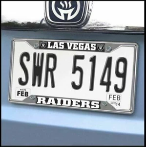 New FANMATS NFL Las Vegas Raiders Car Truck 2 Chrome Metal License Plate Frames - Picture 1 of 1