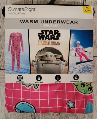 Star Wars Baby Yoda Warm Underwear Set Medium 8-10 Climate Right by Cuddl Duds - Image 1 of 4