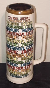 "Taza de cerámica vintage Tahoe Reno Virginia City Beer Stein 10"" recuerdo de Nevada" - Imagen 1 de 6