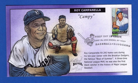 Scott 4080 Baseball Sluggers Roy Campanella Hand Painted Bevil FDC 207/225 Cover