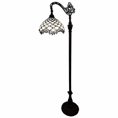 62" Brown Traditional Shaped Floor Lamp With White Tiffany Glass Bowl Shade - Image 1 of 4