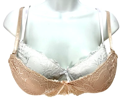 Lot of 2 Lace Push-Up Bras Both Size 34C Tan / White Stretchy New Without Tags - Image 1 of 4