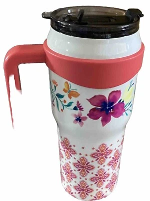 Vaso Roadster aislado de acero inoxidable The Pioneer Woman nuevo con etiquetas Pink Folk Geo Foto 1 de 4