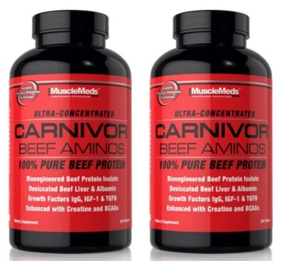 MuscleMeds CARNIVOR BEEF AMINO 100% Pura Proteína de Carne 300 Tabs BCAA [Paquete de 2] Foto 1 de 2