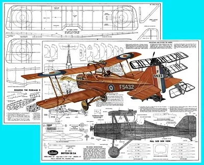 Guillows Model Airplane Plans (FF): British SE-5A 18" Scale Rubber-Powered - Image 1 of 3