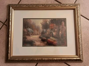 Vintage 2000 Thomas Kinkade's "Cobblestone Lane" Matted And Framed - Picture 1 of 9