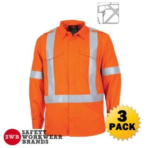 3 x DNC Workwear Mens Hi Vis Inherent Flame Resistant PPE1 X Back Shirt 3448 - Picture 1 of 2