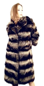 EUC Awesome LAFLAMME Vintage Brown Genuine Raccoon Fur Coat- Size L, Large - Picture 1 of 12