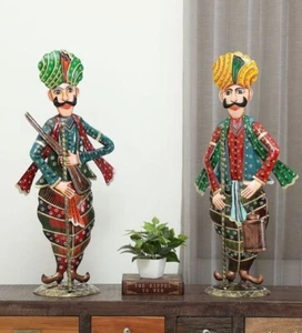 Sammelfiguren Rajasthani Chowkidaar Dekor Kunst Antik Metall Statue - Bild 1 von 7
