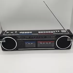 Vintage Montgomery Ward JSA 39616 Portable Boombox Mini Stereo Double Cassette - Picture 1 of 9