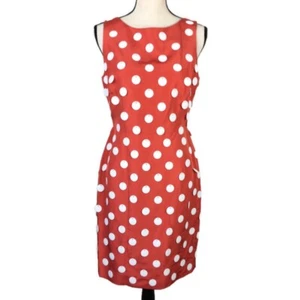 CARLISLE Orange Silk Mod Dress White Flat Beads Sleeveless Womens 4 Sheath Retro - Picture 1 of 12
