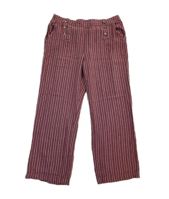 Pantalones informales a rayas rojas ladrillo mezcla lino Maurices talla XL Foto 1 de 4