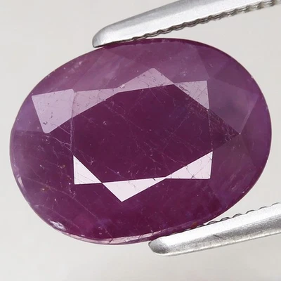 3.24ct  10x7.5mm Oval 100%Natural Unheated Purplish Red Ruby Guinea, Africa - Image 1 of 4