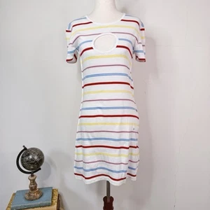 Sonia Rykiel Streifen Cutout Minikleid 38 Neu mit Etikett Französisch Cool Mädchen Sommer Y2K - Bild 1 von 9