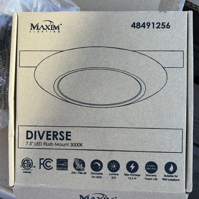 Maxim Lighting LED Flush Mount Diverse 7.5" 57613WTWT -WET/DRY Locations