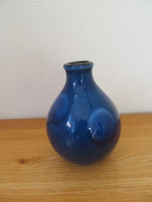 Vintage Poole Pottery  Small  Blue Living Glaze Ovoid 14cm Bud Vase - Image 1 of 4