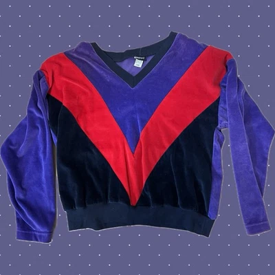 Bloque de color Chevron de terciopelo suave etiquetada Marissa años 80 Deadstock! Foto 1 de 2