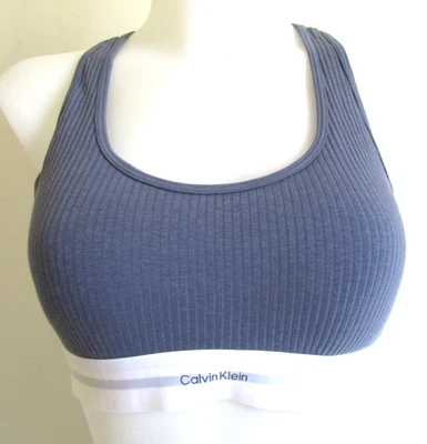 NWT Calvin Klein Style# QF8018 Size L Cotton Modal Rib Bralette Grisaille! - Image 1 of 4