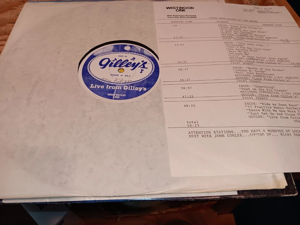 Live From Gilley's Radio Show LP #82-2 JOHNNY RODRIGUEZ 1-2/3-82 Westwood One - Image 1 of 1