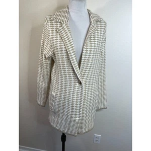 Calligraphie Damen Cardigan Pullover Jacke Medium hellbraun weiß Korbgewebe neu mit Etikett - Bild 1 von 11