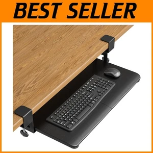 Ergonomic Keyboard Tray with C-Clamp, 25.6 x 11.8 in, Black - Picture 1 of 10