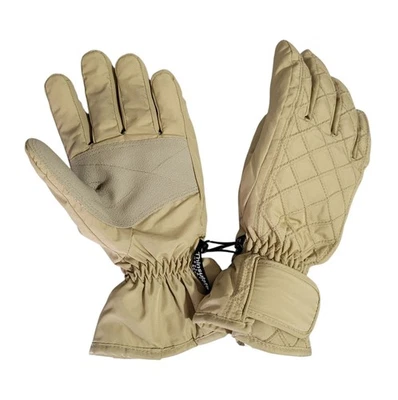 Thinsulate 40 Gram Winter Gloves L/XL Beige Quilted Fleece Lined Adjust. Strap - Image 1 of 4