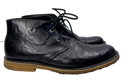 UGG Leighton 3275 Black Leather Casual Ankle Chukka Boots Lace up Men's Sz US 10 - Image 1 of 4