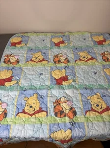 Vintage Disney Winnie The Pooh And Tigger Bed / Crib Blanket Quilt Comforter - Picture 1 of 10