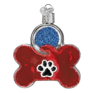 Old World Christmas Glass Blown Tree Ornament, Dog Tag (With OWC Gift Box) - Picture 1 of 4