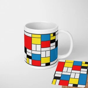 Piet Mondrian Painters Art Custom Coffee Tea Mug Coaster Set Option Gift Him Her - Picture 1 of 8
