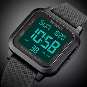SKMEI Boy Rubber Band Watches Water Resistant Electronic Square Dial Stopwatch - Picture 1 of 20