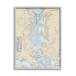 Stupell Industries Potomac River Chesapeake Bay Coastal Map Beige, Designed b... - Picture 1 of 8