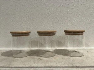 3 Pcs (450ml)Glass Jars Set Spice Jars Storage Container Candy Jar W/ Bamboo Lid - Picture 1 of 6