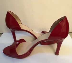 CHRISTIAN LOUBOUTIN Red Patent Leather Strappy Pumps 41 - Picture 1 of 12