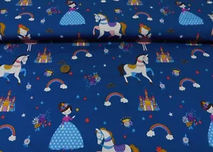 Princessland Hilco blau Baumwoll-Stretch-Jersey Kinderstoff für Mädchen 50 cm - Bild 1 von 1