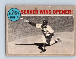 BASEBALL CARD O-PEE-CHEE 1970 NL PLAYOFF GAME #1 NEW YORK METS TOM SEAVER NO202 - Picture 1 of 2