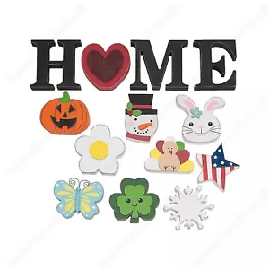 13-Pc Interchangeable HOME Sentiment Seasonal Holiday SIGN Table Decor - CHOICES - Picture 1 of 16