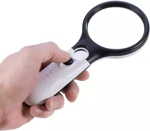 New 45X Handheld Magnifying Glass Reading Lens 3 LED Light Jewelry Loupe - Picture 1 of 12