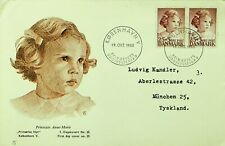 DENMARK 1950 POST WWII PRINCESS ANNE MARIE ILLUSTRATED FDC TO GERMANY W/PAIR VAL