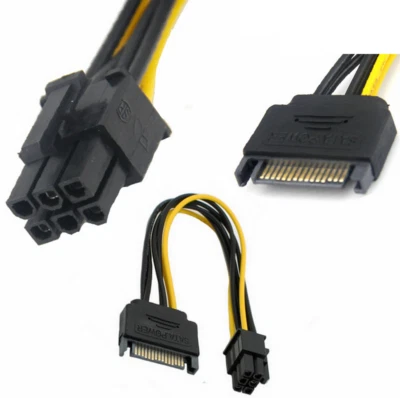 PCI Express 8 Zoll 15 Pin Stecker auf 6 Pin SATA Power Splitter Kabel Adapter 20 cm  - Bild 1 von 2