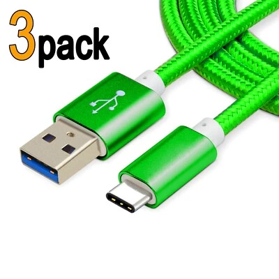 (3 Pack) Braided USB C Type-C Fast Charging Data Charger Cable Cord 3/6/10FT - Image 1 of 4